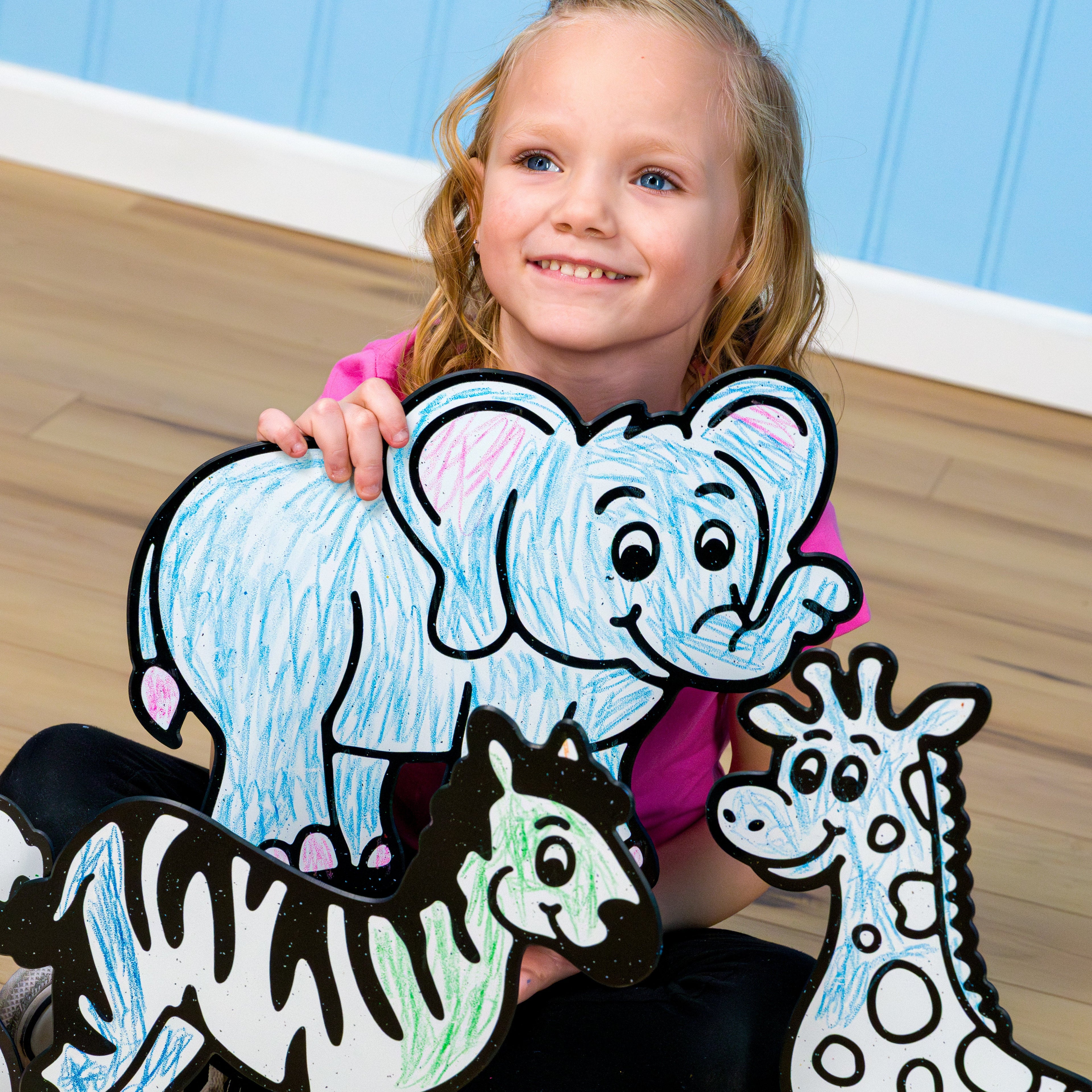 Safari Zoo Animal Color & Play Set | 12 Pack