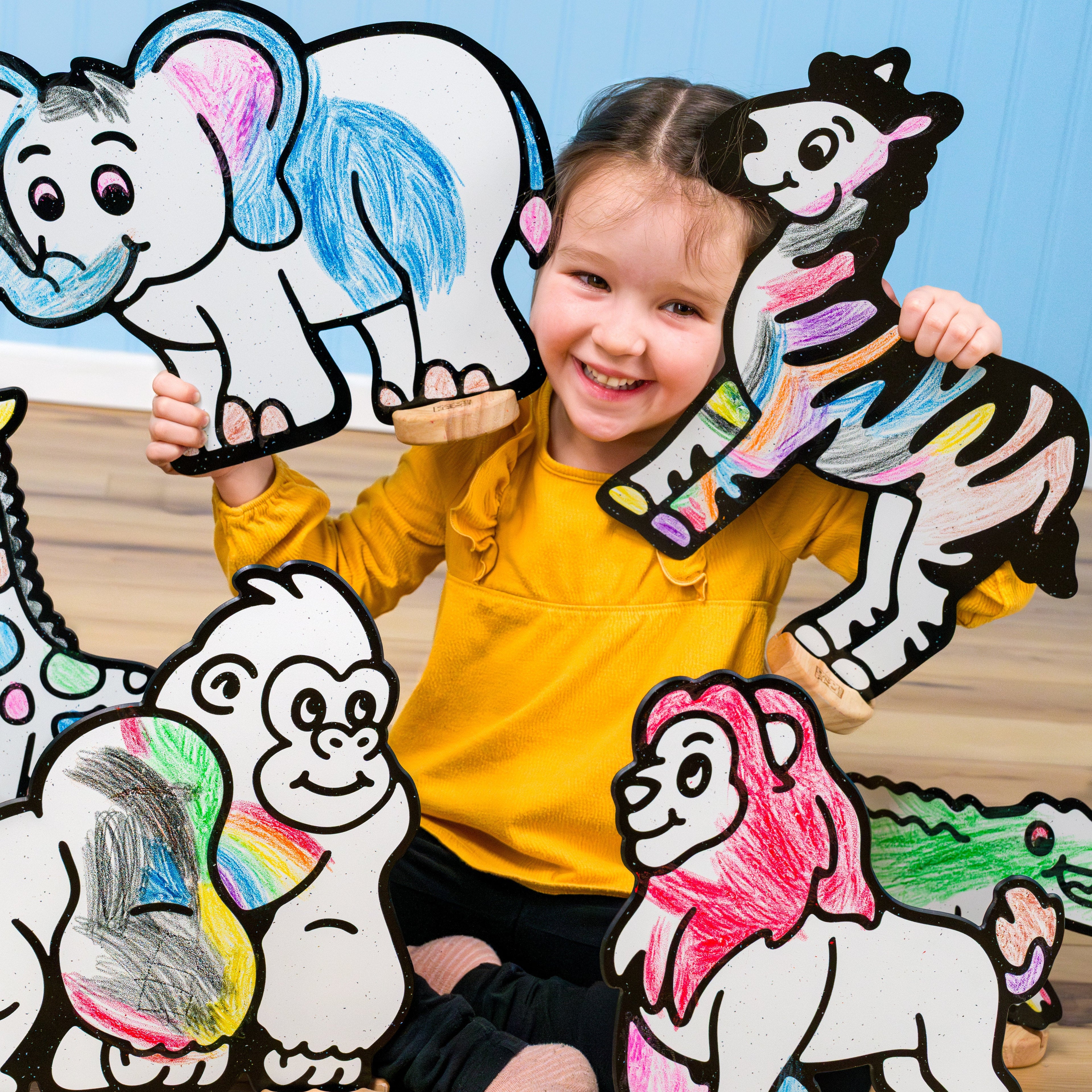 Safari Zoo Animal Color & Play Set | 12 Pack