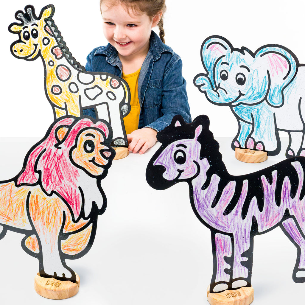 Safari Zoo Animal Color & Play Set | 12 Pack