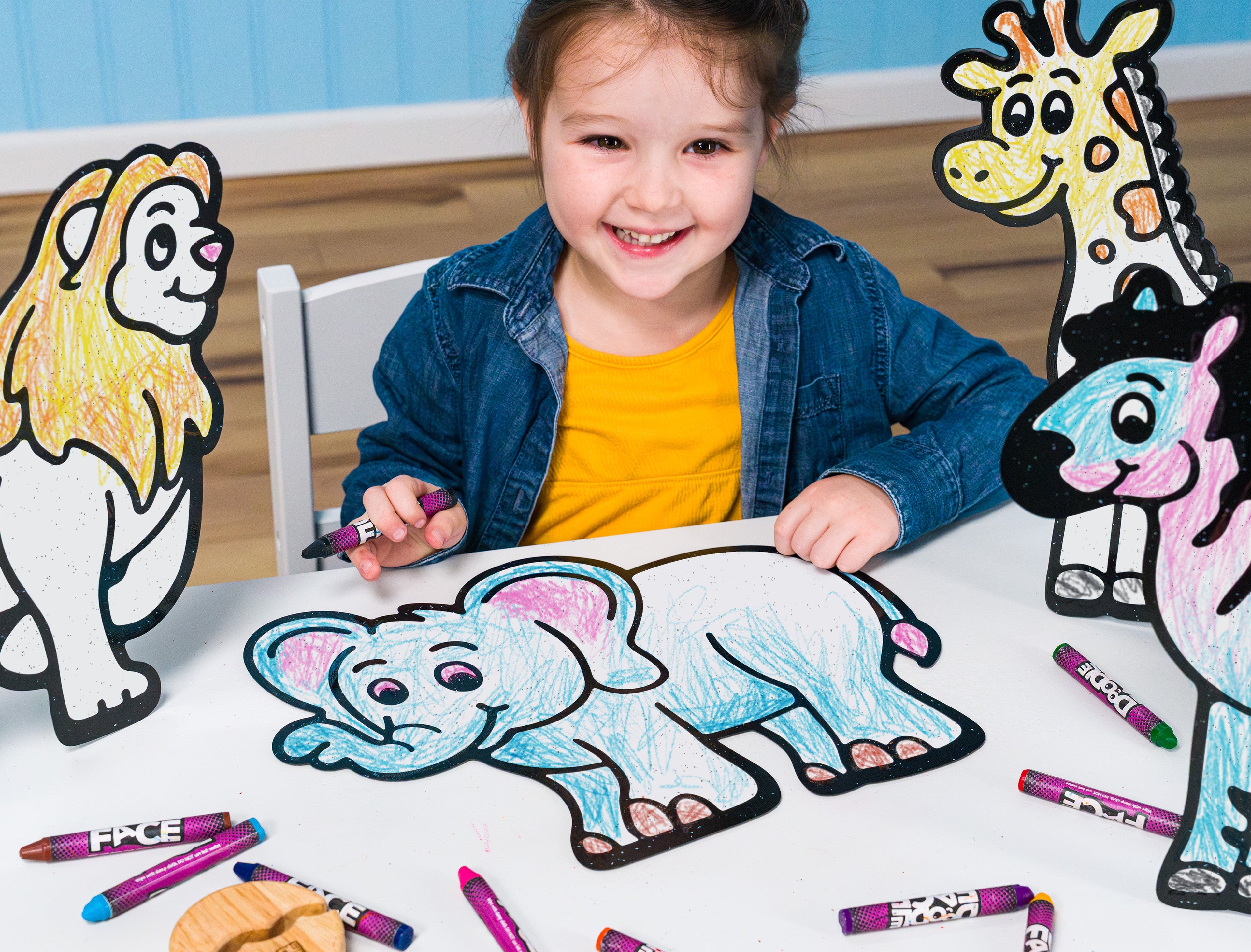Safari Zoo Animal Color & Play Set | 12 Pack